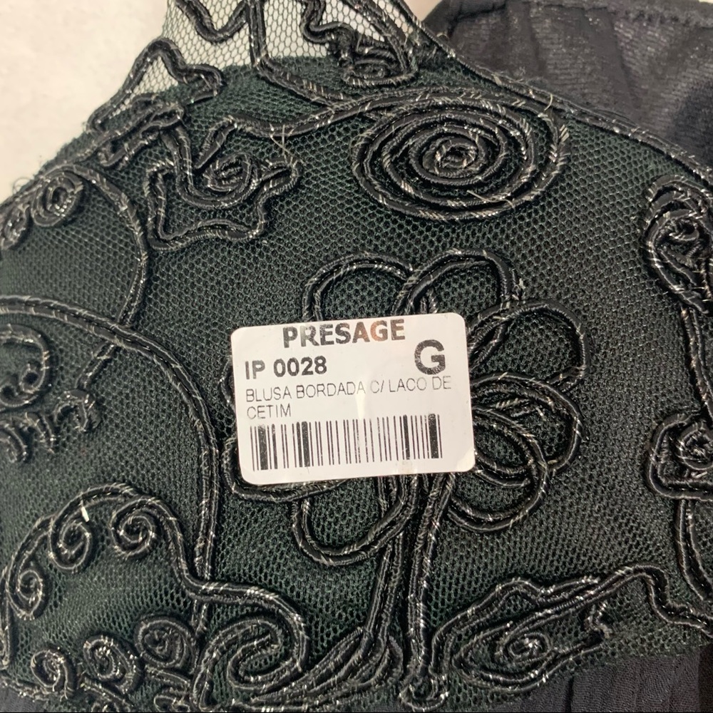 presage medium nwot black mesh crinkle floral camisole - Picture 6 of 8